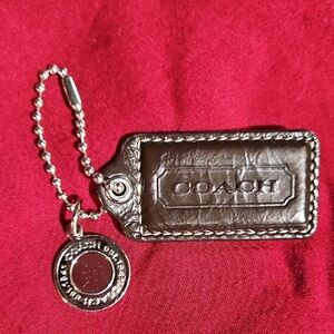COACH Set of 2, Silver Bag Charm & Leather Fob/Hang tag/Hangtag